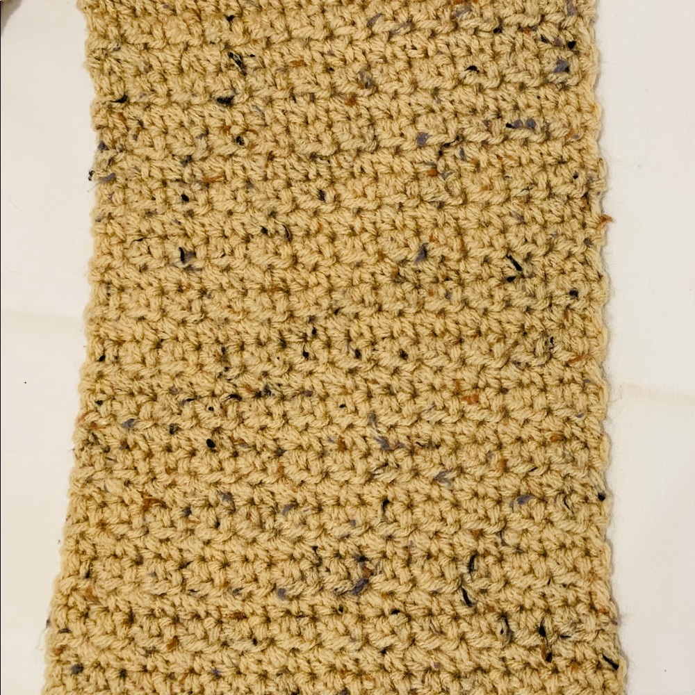 Handmade Beige Tweed Unisex Scarf Grannycore Crochet
